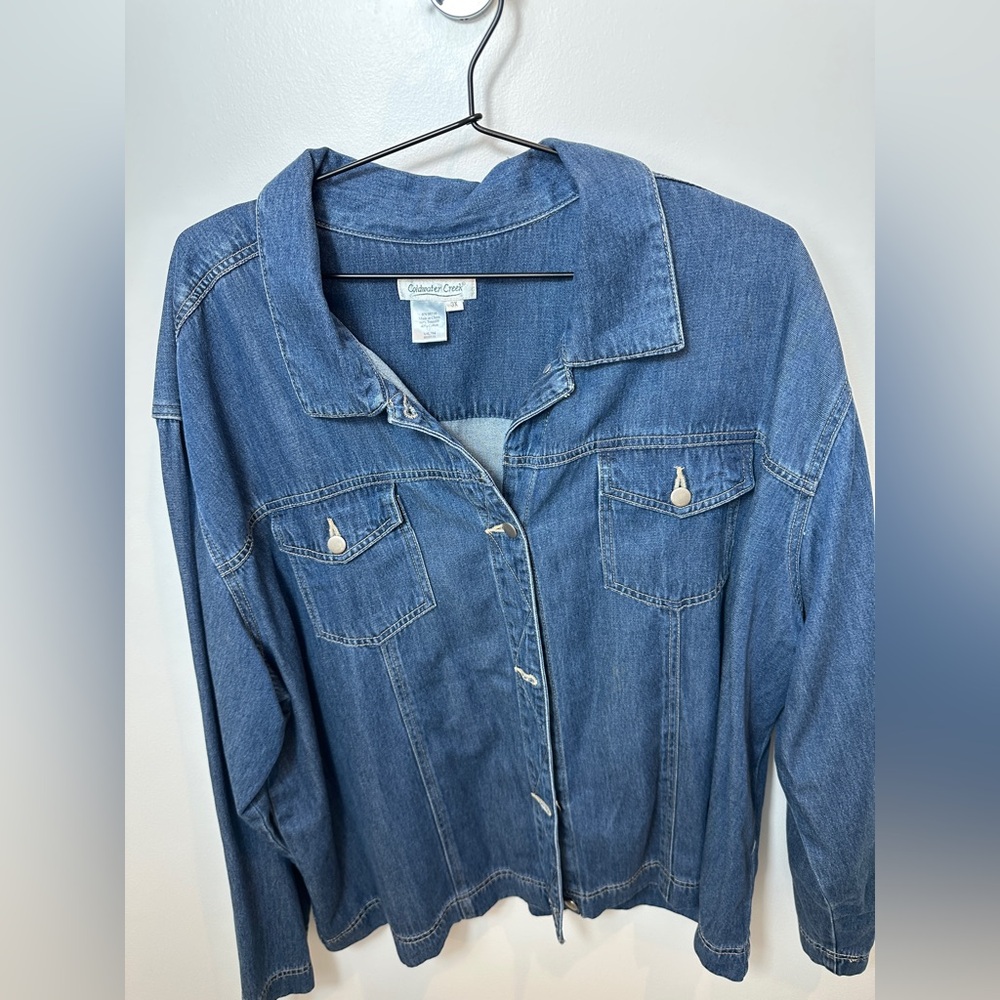 Coldwater Creek Denim Jacket Blue Plus Size 3X Classic Button Up - Picture 7 of 7